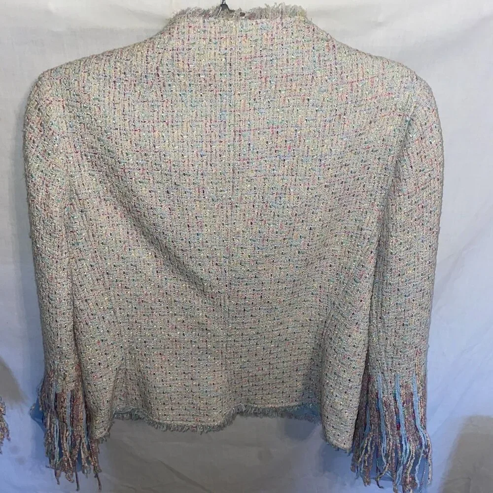 Vtg Rickie Freeman Teri Jon Women’s Tweed Outfit Size 12 Multicolor Jacket Skirt